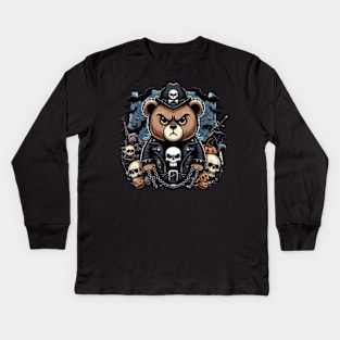 Bad ass teddy bear Kids Long Sleeve T-Shirt